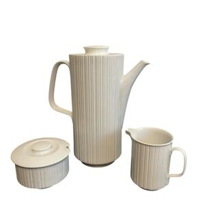 Rosenthal Studio Line Berlin White‎ Ribbed Coffee Pot Sugar Creamer Set Germany